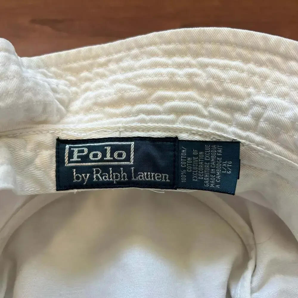 Polo Ralph Lauren White Cotton Chino Bucket Hat Large/X-Large